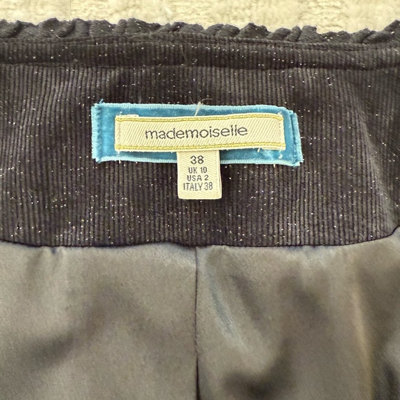 Moiselle Black Corduroy Sparkle Blazer Jacket Size 2 - Made in Italy - Picture 5 of 7